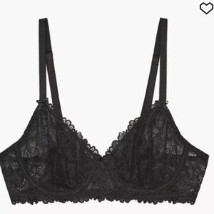 Savage X Fenty Unlined Floral Lace Bra in Black Caviar (Size:38D)